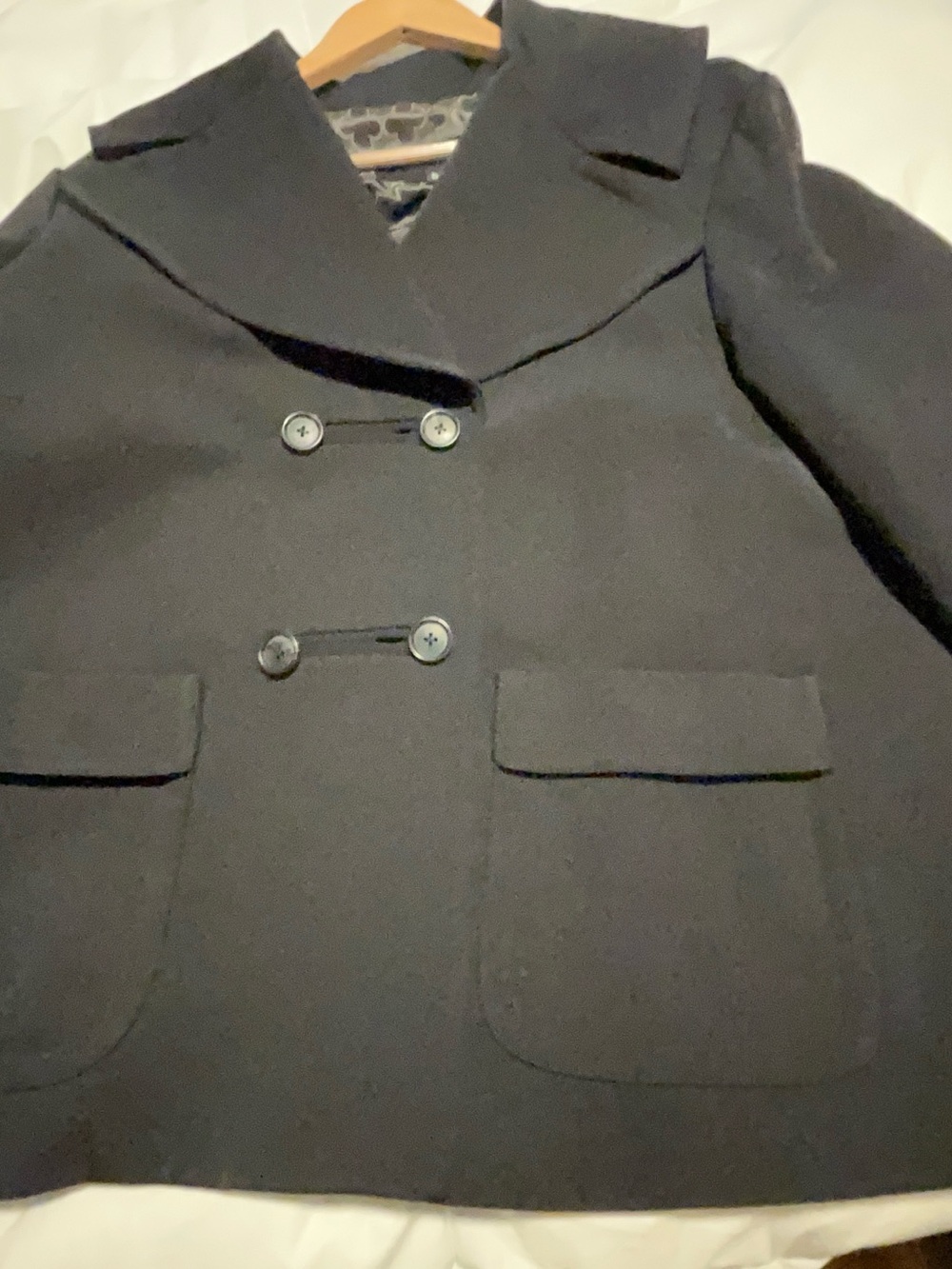 Pink Tartan Black Double-Breasted Pea Coat